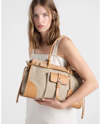  Bonnie Linen And Leather Tote Bag