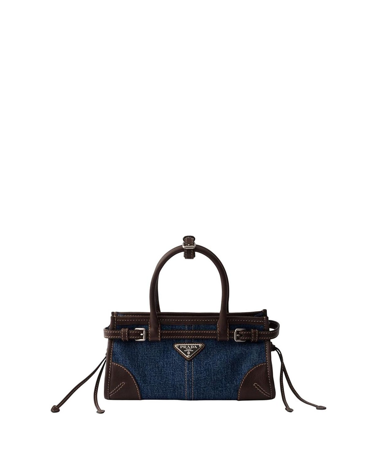 Prada Bonnie Small Denim And Leather Handbag