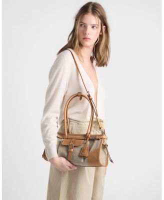  Bonnie Medium Linen And Leather Handbag