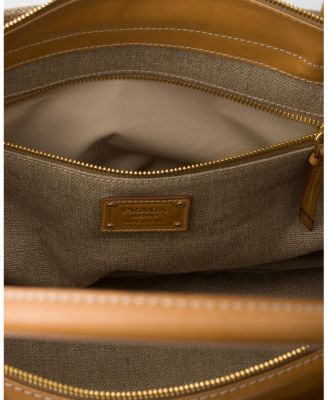 Large Linen And Leather Tote Bag