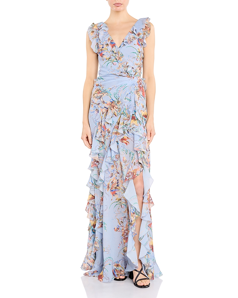 Etro Floral Cascading Ruffle Maxi Dress