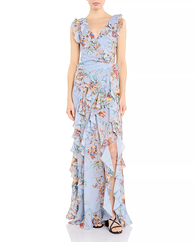 Etro Floral Cascading Ruffle Maxi Dress