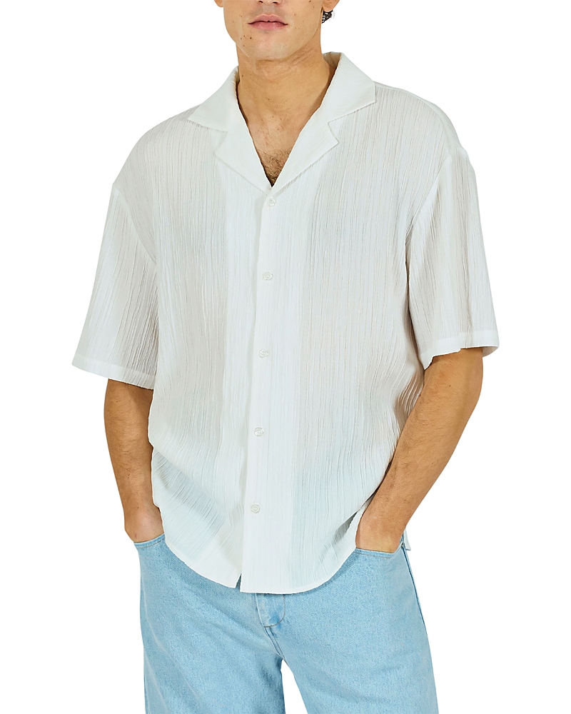 Krost Camp Collar Textured Bowling Shirt