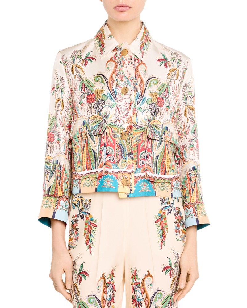 Etro Printed Cropped Jacket in Printed White