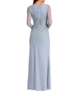 knee length dresses for ladies Mac Duggal - Gold Sequin High Neck Cap Sleeve A Line Gown main image 1