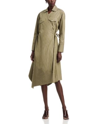 Striped Poplin Asymmetrical Shirtdress