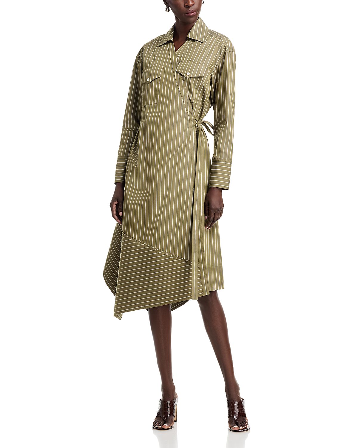 3.1 Phillip Lim Striped Poplin Asymmetrical Shirtdress