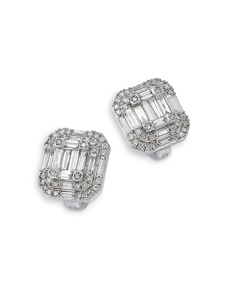 Bloomingdale's Fine Collection Diamond Mosaic Cluster Stud Earrings in 14K White Gold, 1.50 tcw