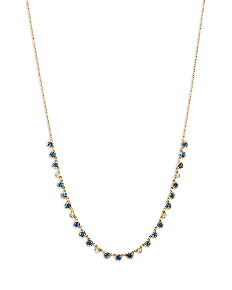 Bloomingdale's Fine Collection Blue Sapphire & Diamond Bezel Collar Necklace in 14K Yellow Gold, 18