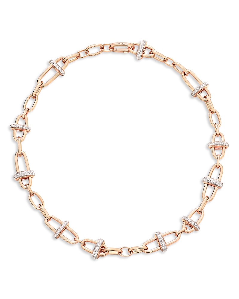 Pomellato 18K Rose Gold Iconica Diamond Open Link Chain Necklace, 4.56 tcw