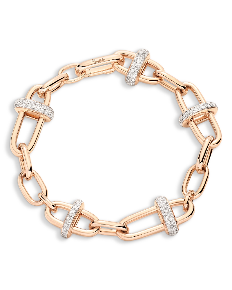 Pomellato 18K Rose Gold Iconica Diamond Open Link Chain Bracelet, 2.19 tcw