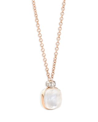 18K Gold Nudo White Topaz & Mother-of-Pearl Pendant Necklace with Diamonds, 16.5"