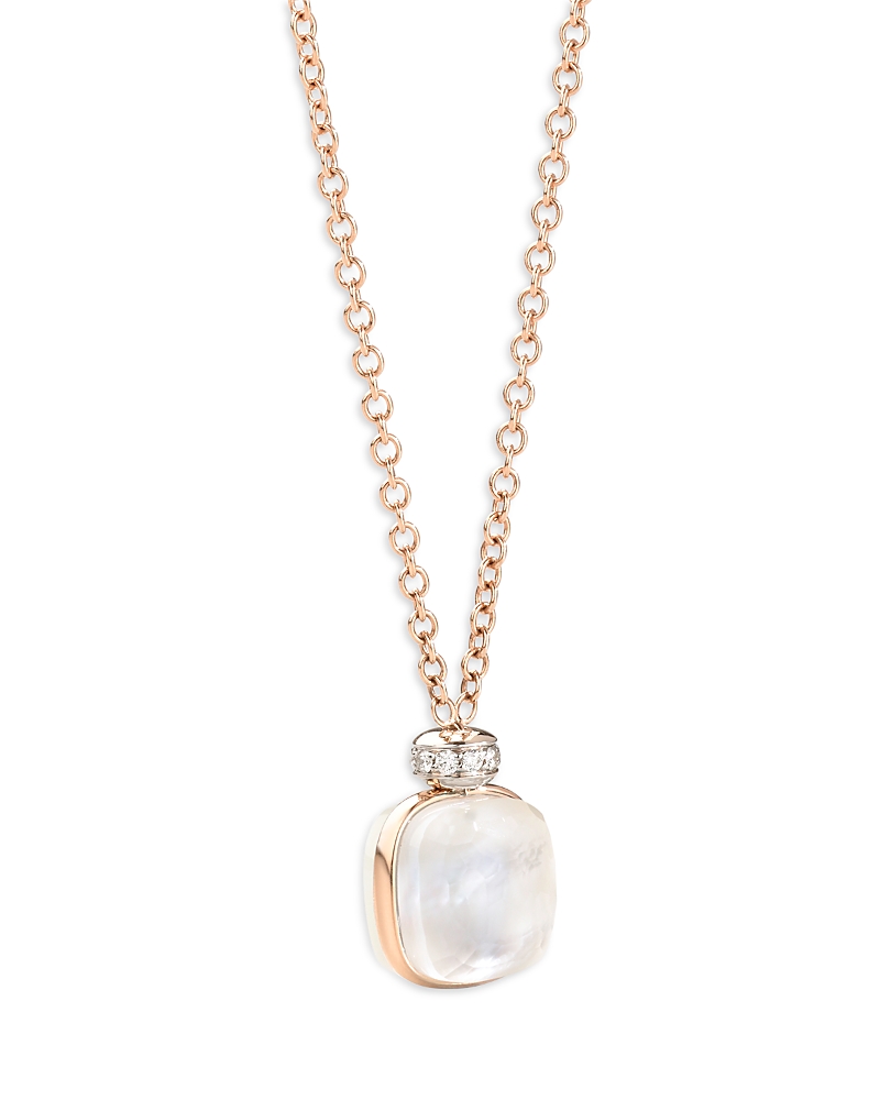 Pomellato 18K Gold Nudo White Topaz & Mother-of-Pearl Pendant Necklace with Diamonds, 16.5