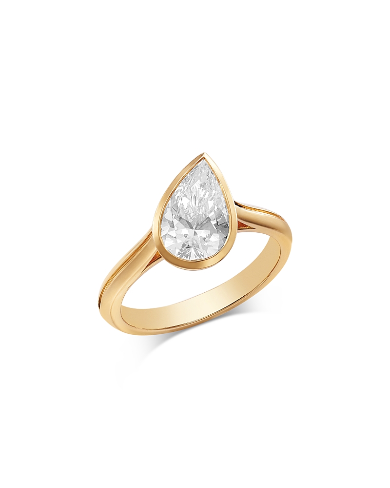 Bloomingdale's Fine Collection Luxe Collection Certified Lab Grown Diamond Bezel Pear Ring in 14K Yellow Gold, 2.0 tcw