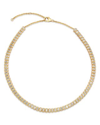 Luxe Collection Certified Lab Grown Diamond Emerald Bezel Choker in 14K Yellow Gold, 8.9 tcw
