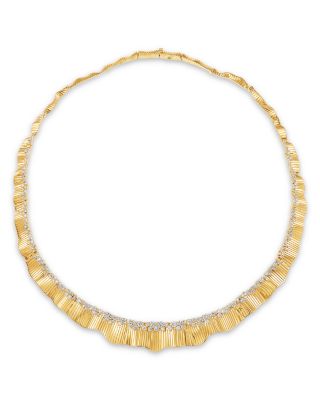 Luxe Collection Diamond Textured Collar Necklace in 14K Yellow Gold, 4.5 tcw