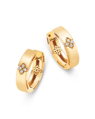 18K Yellow Gold Love in Verona Diamond Flower Hoop Earrings, 0.03 tcw