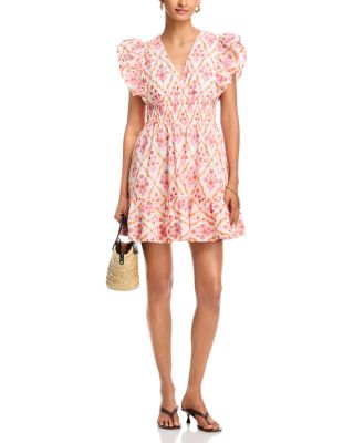 flutter sleeve embroidered dress Floral Embroidered Lace Natasha Dress – Lela Rose main image 0