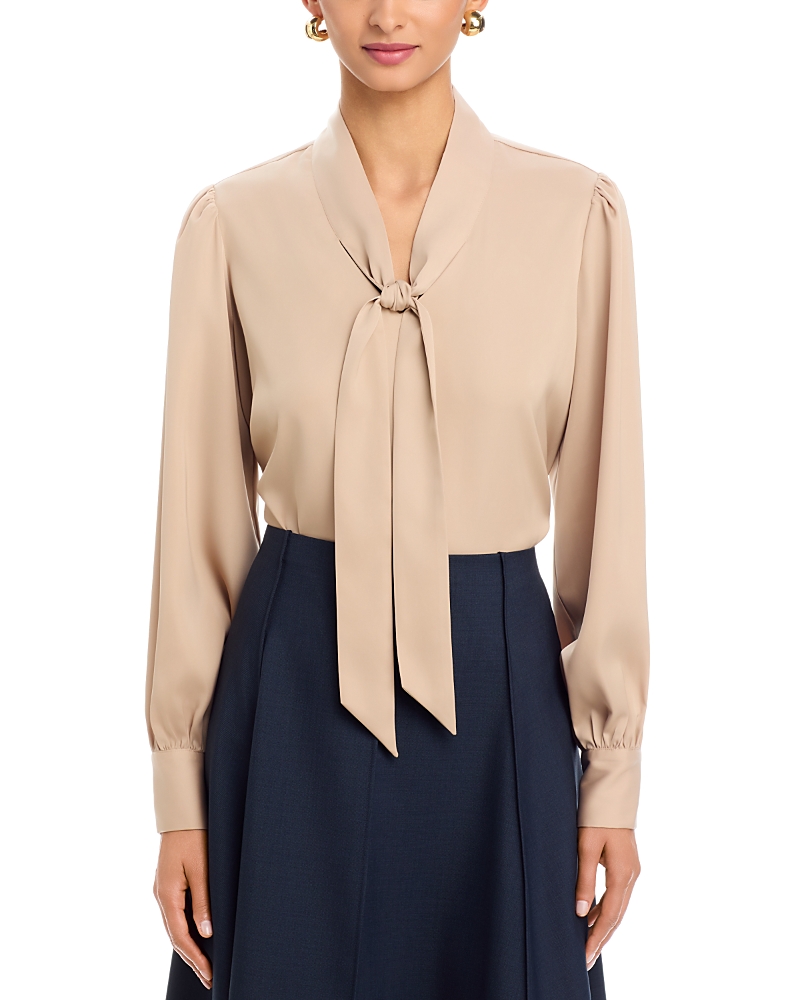 T Tahari Long Sleeve Bow Tie Neck Blouse