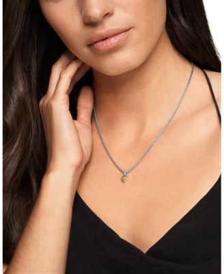 Mini Heart Amulet in Sterling Silver with 14K Yellow Gold and Morganite, 6mm