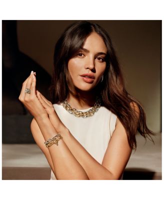 18K Yellow Gold & Sterling Silver DY Mercer Diamond Multirow Ring