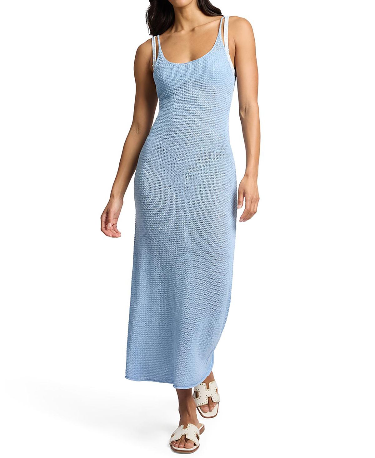 Onia Textured Linen Sweater Scoop Maxi Dress