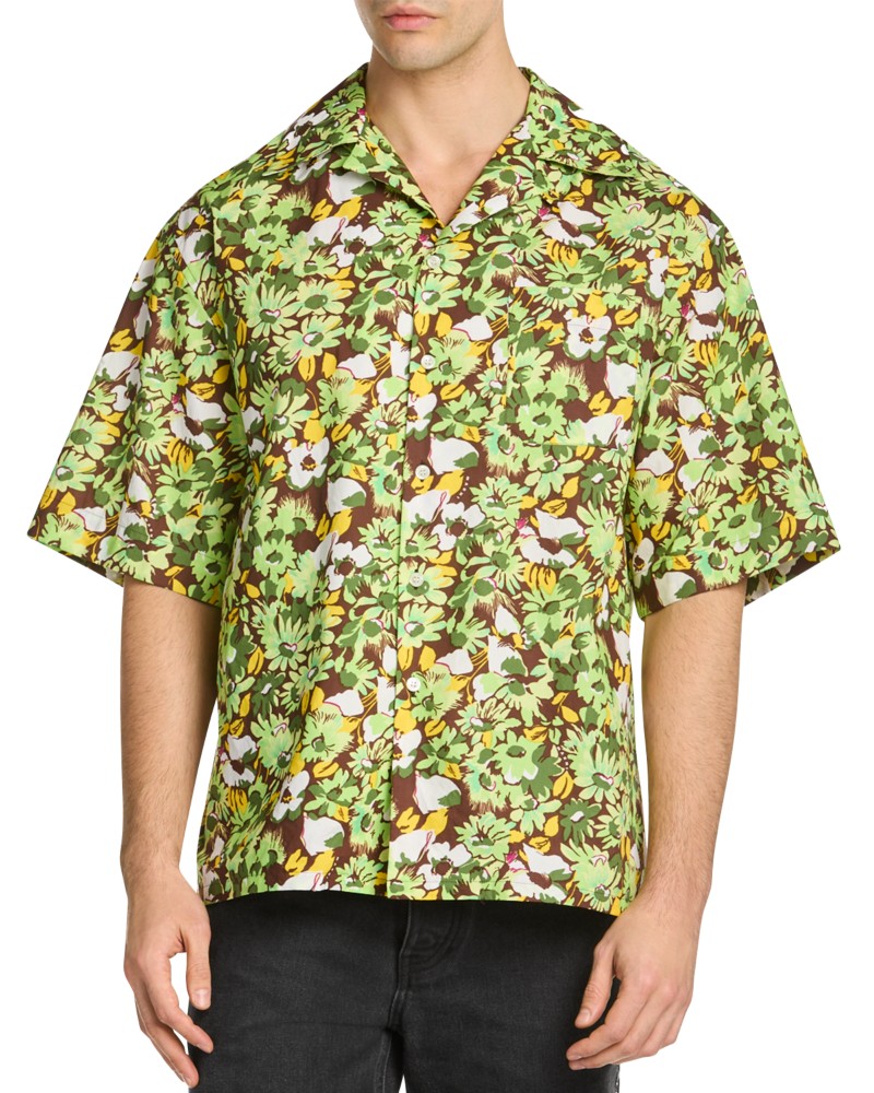 Marni Short Sleeve Woven Shirt in Spherical Green
