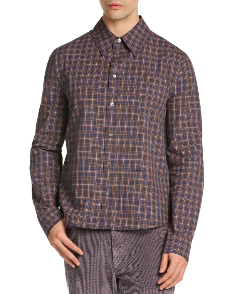 Marni Long Sleeve Woven Shirt in Blue Ice