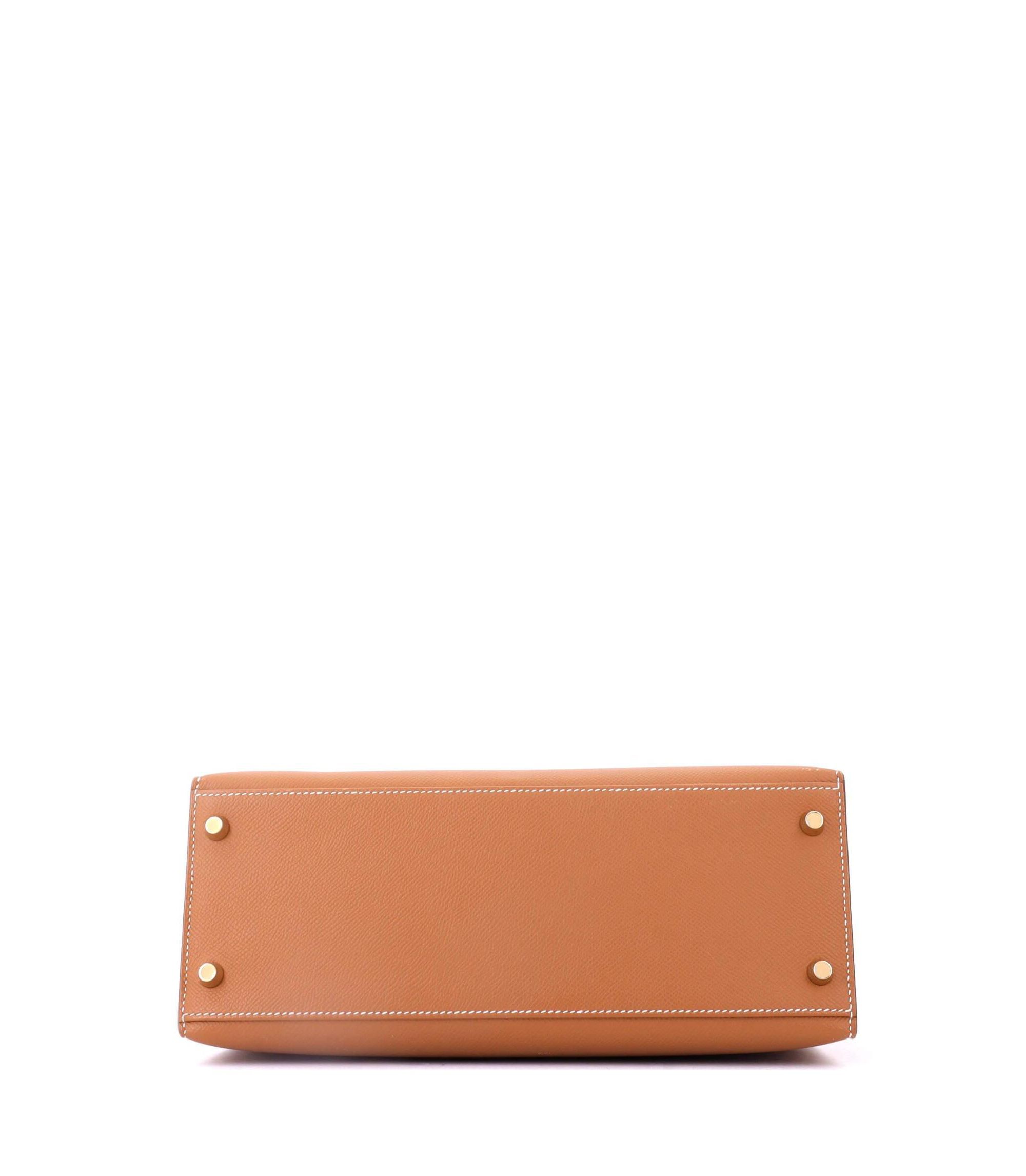 Kelly 28 Handbag Brown Epsom with Hardware — Image 7