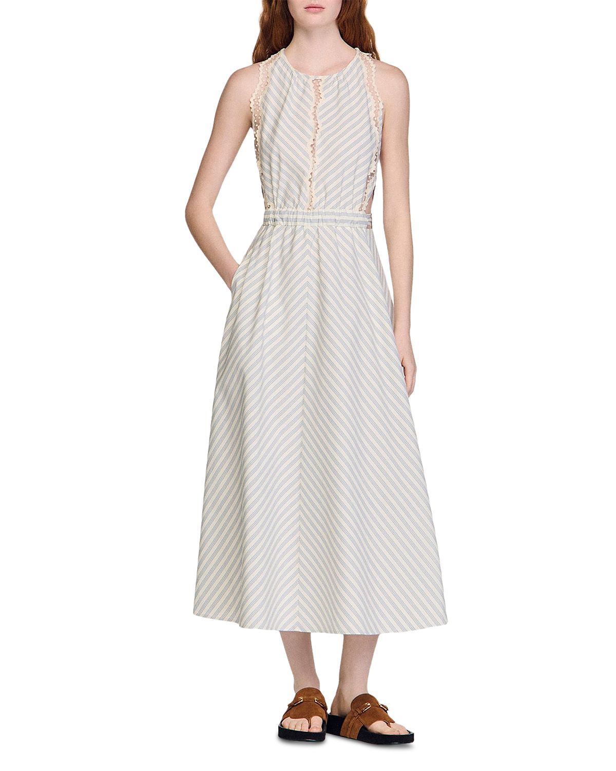 Sandro Striped Cotton Maxi Dress