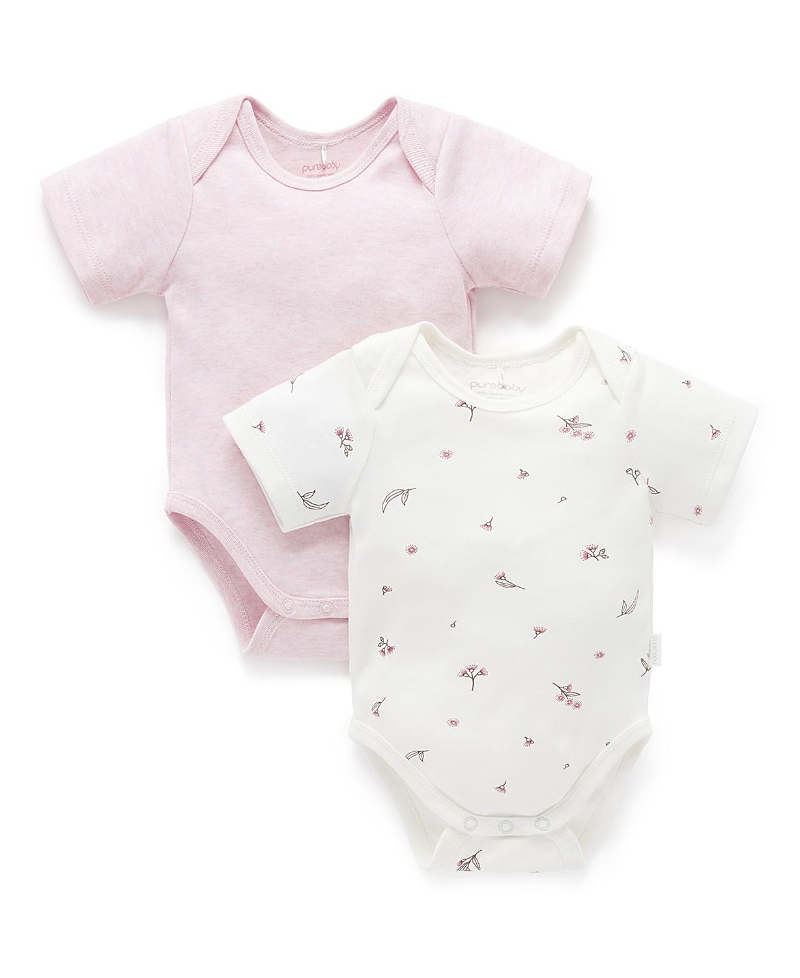 Purebaby Girls' 2 Pack Short Sleeve Bodysuit - Baby