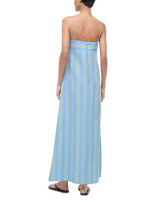 STAUD, Laura Linen Dress in Seaport Stripe, Size XS