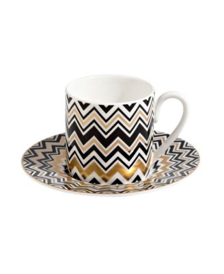  Zig Zag Coffee Cup & Saucer, Set of 2
