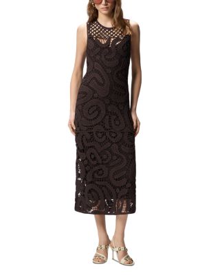 Bufera Geometric Crochet Midi Dress