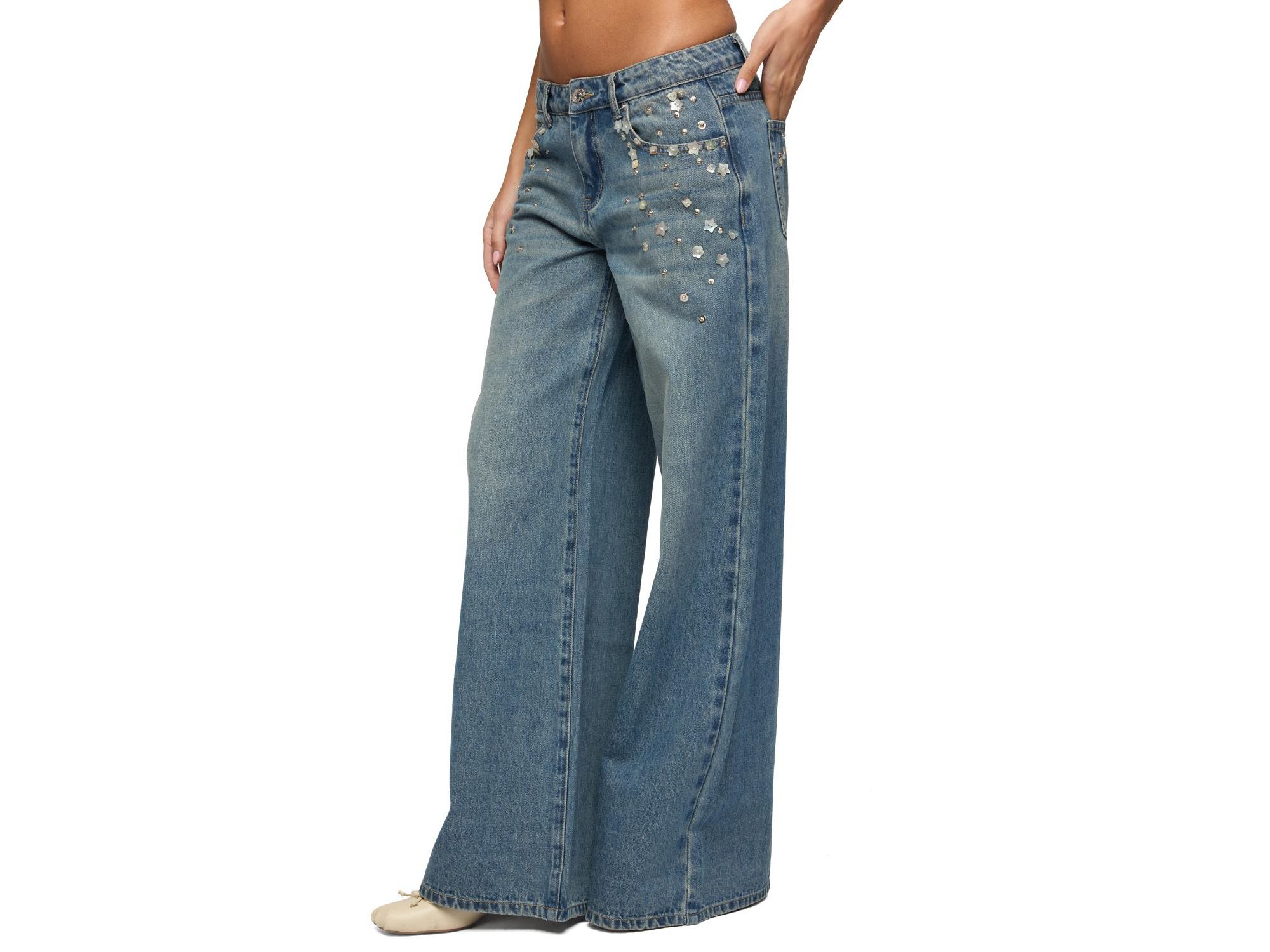 Mahlia Button Low Rise Baggy Jeans — Image 4