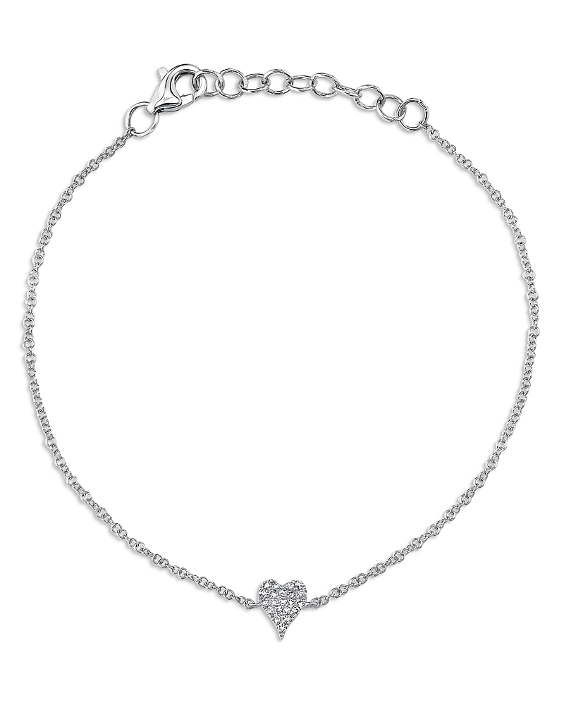 Shy Creation 14K Gold Kate Diamond Pave Heart Chain Bracelet, 0.05 tcw