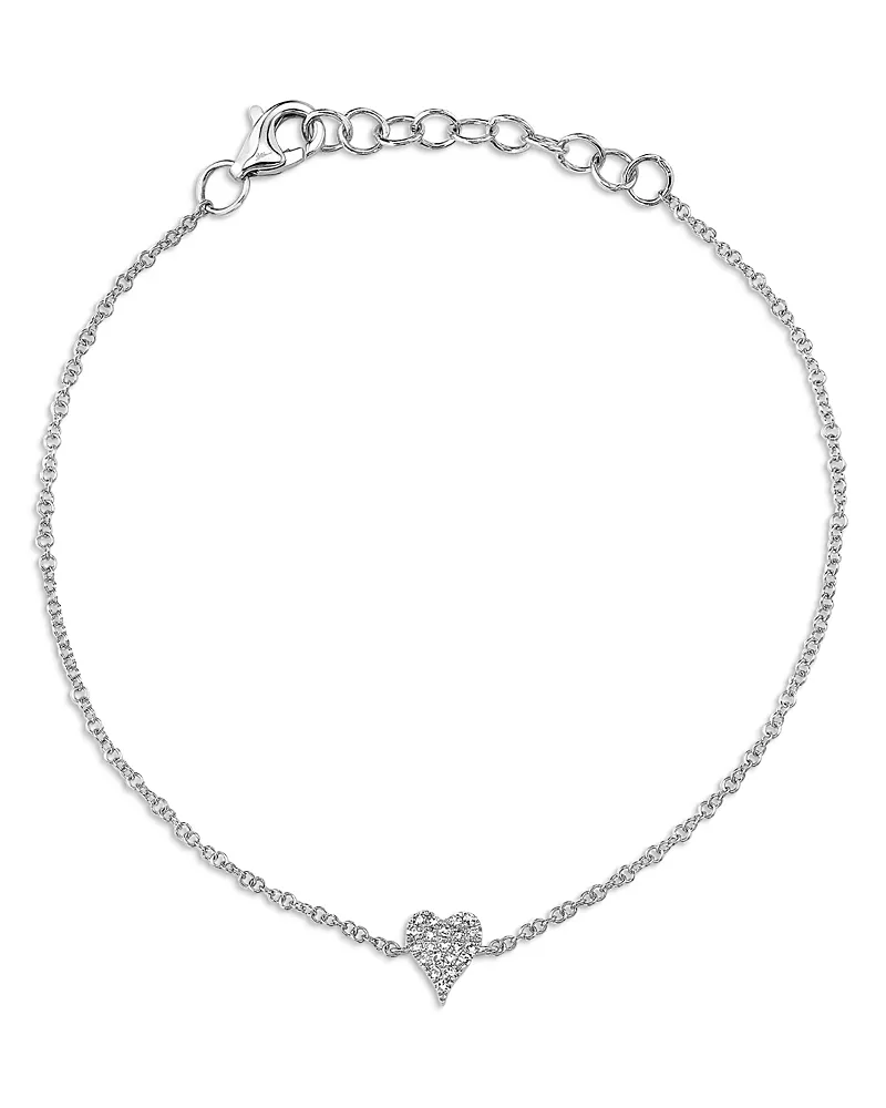 Shy Creation 14K Gold Kate Diamond Pave Heart Chain Bracelet, 0.05 tcw