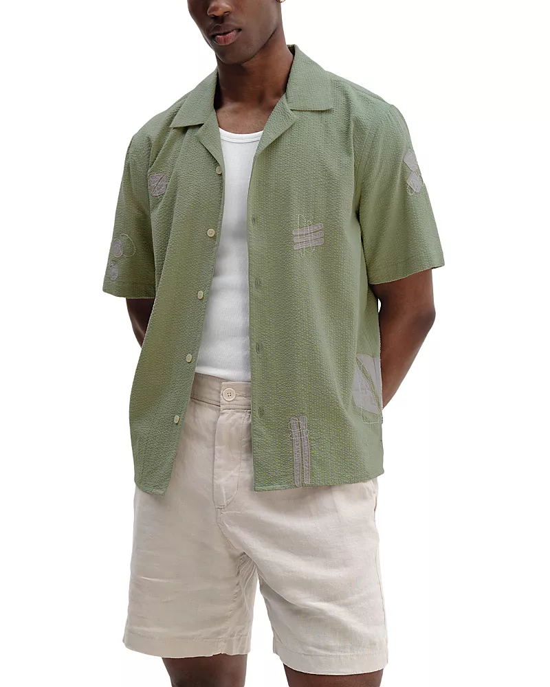 Wax Londo Didcot Abstract Seersucker Shirt