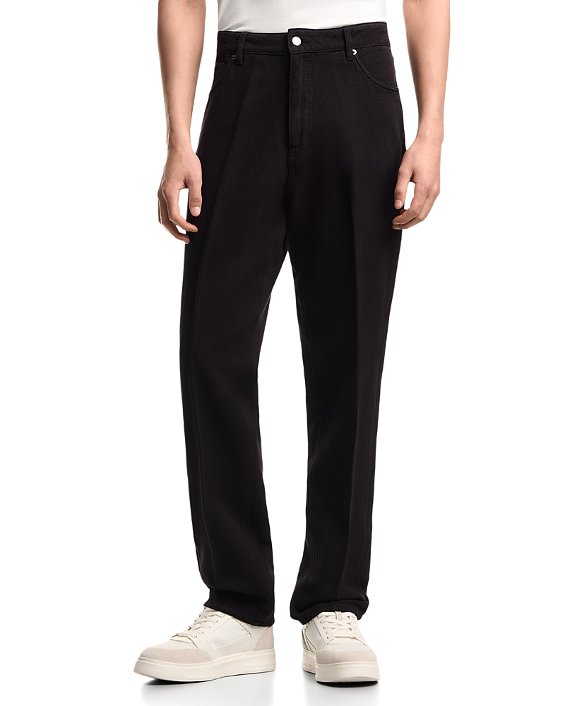 Emporio Armani Cotton & Hemp Blend Regular Fit Jeans in Navy Blue