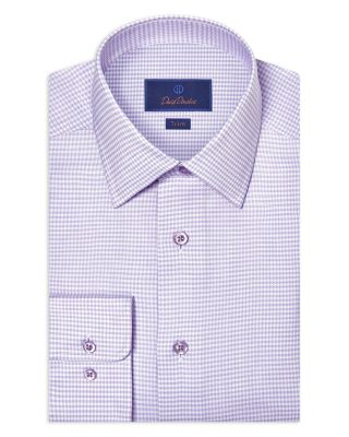 Trim Fit Stretch Twill Micro Check Dress Shirt