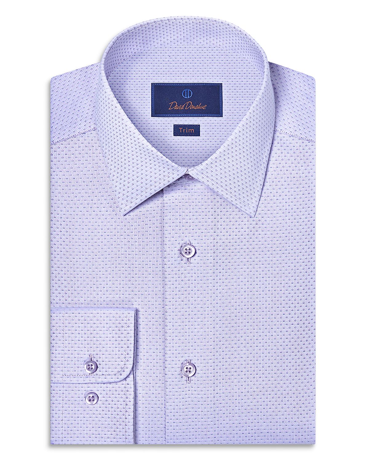 David Donahue Trim Fit Micro Dobby Dress Shirt