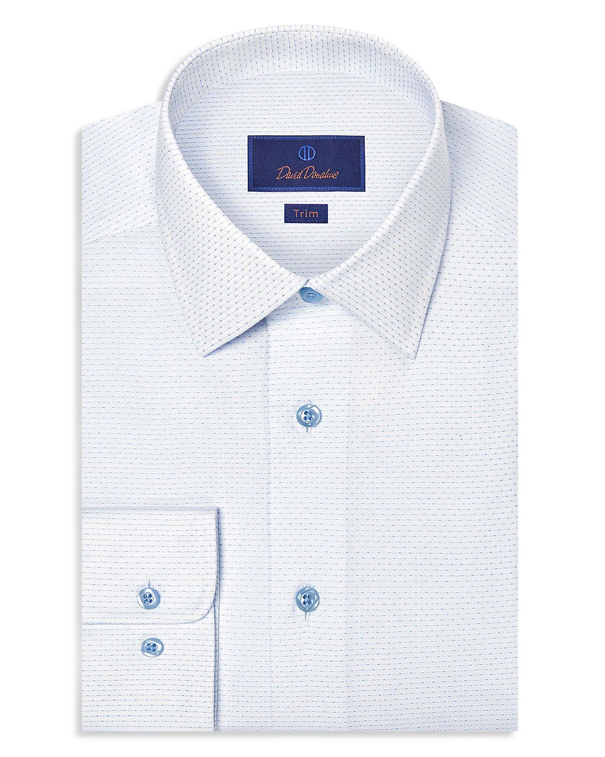 David Donahue Trim Fit Micro Dobby Dress Shirt