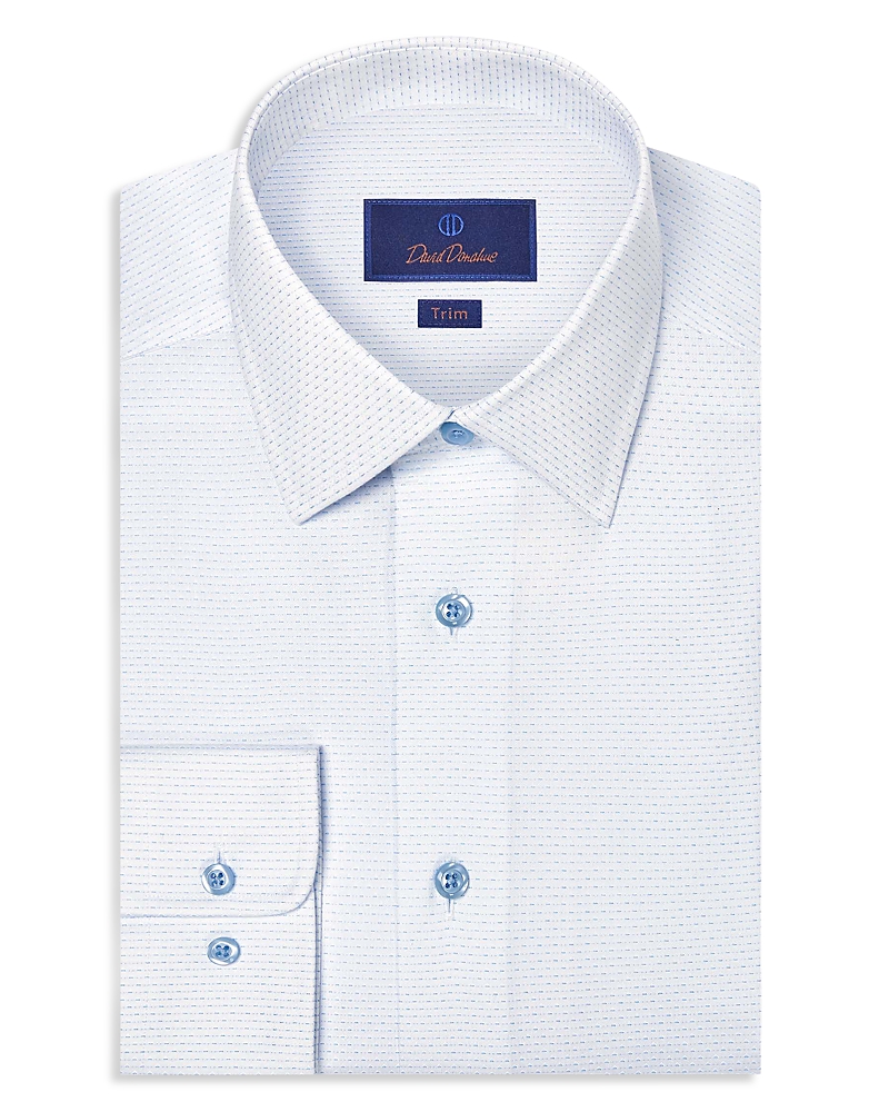 David Donahue Trim Fit Micro Dobby Dress Shirt