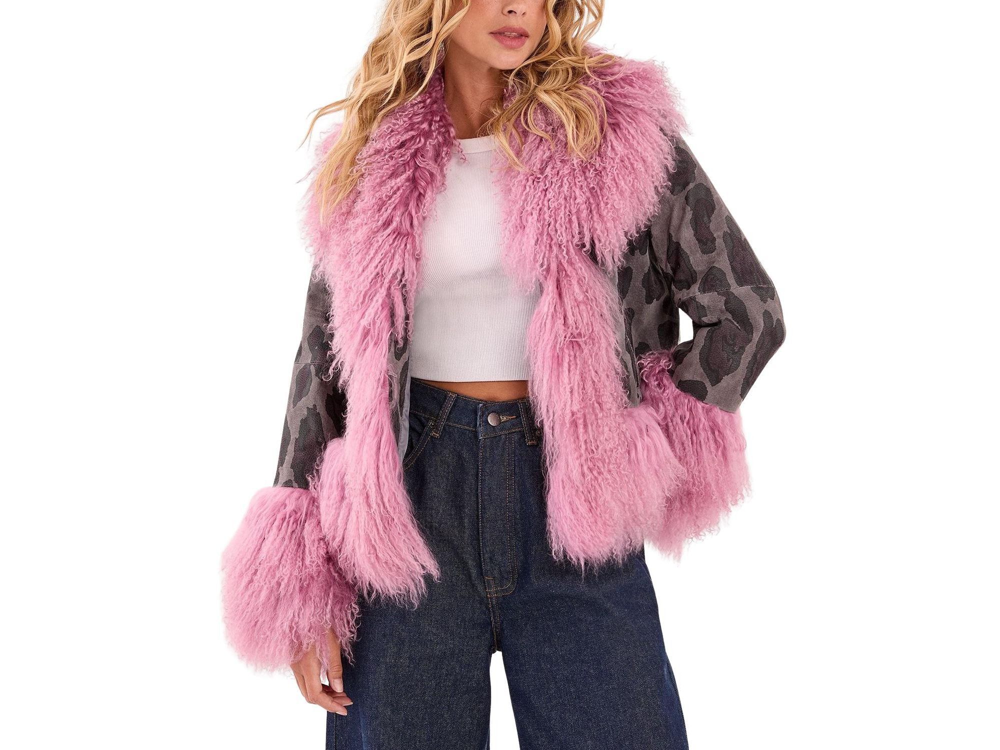 Printed Shearling Leather Jacket - Image 1