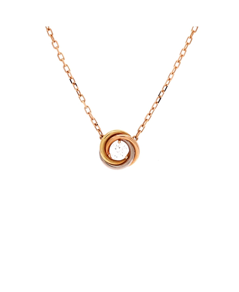Pre-Owned Cartier Trinity Diamond Pendant Necklace 18K Tricolor Gold and Diamond, 16