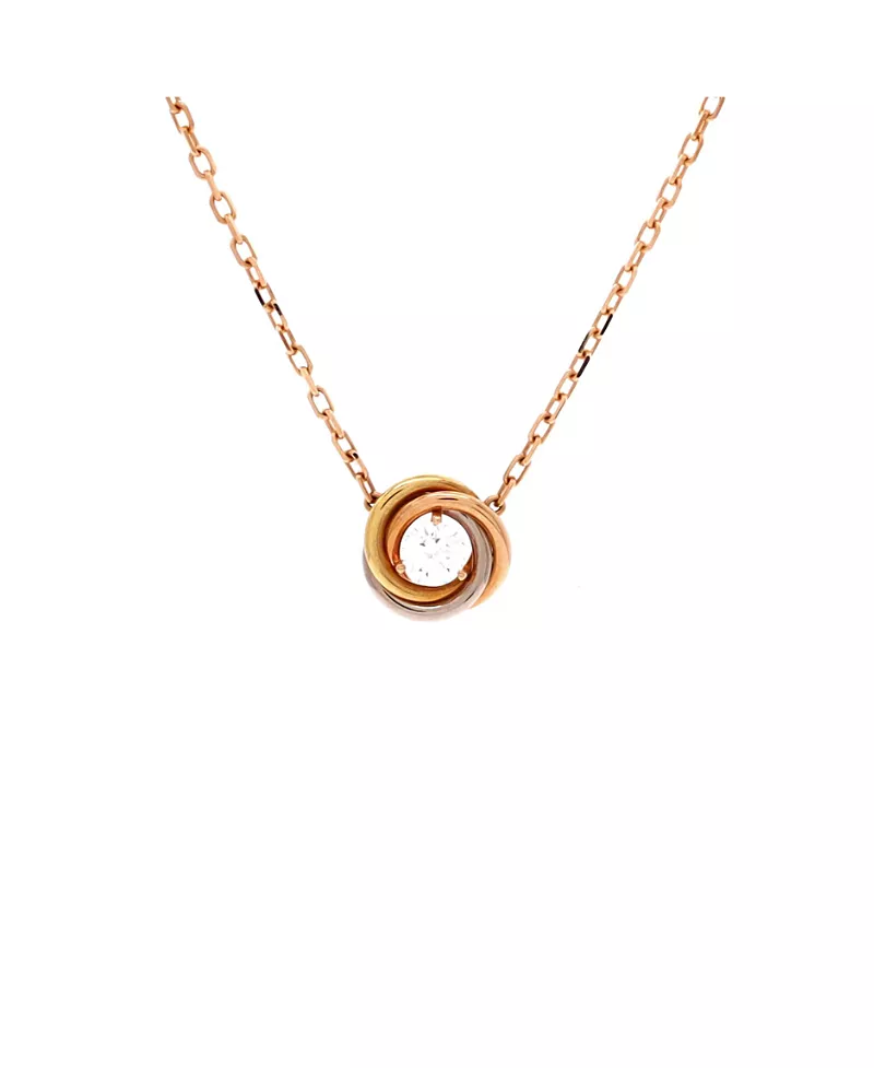 Pre-Owned Cartier Trinity Diamond Pendant Necklace 18K Tricolor Gold and Diamond, 16