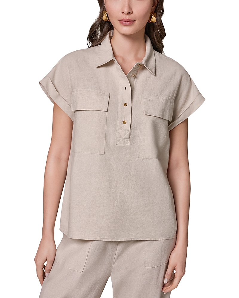 Donna Karan New York Cap Sleeve Popover Shirt · L