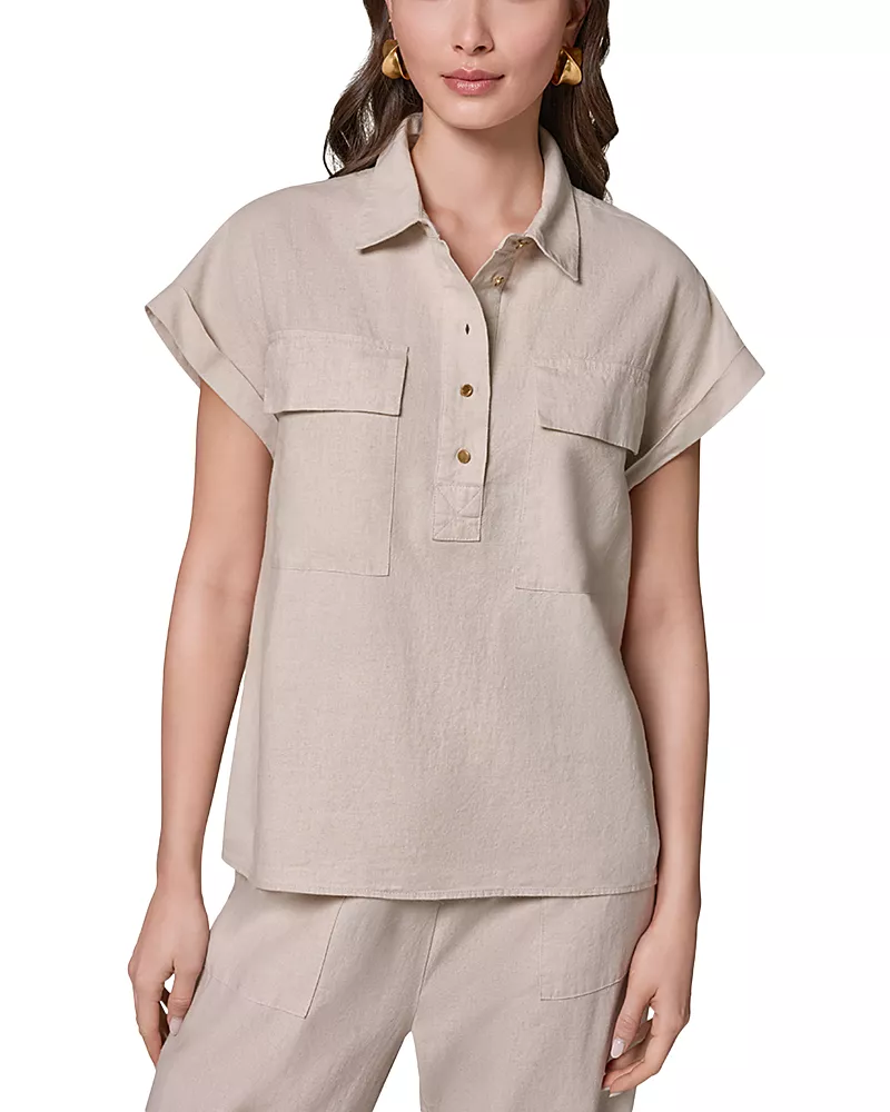 Donna Karan New York Cap Sleeve Popover Shirt
