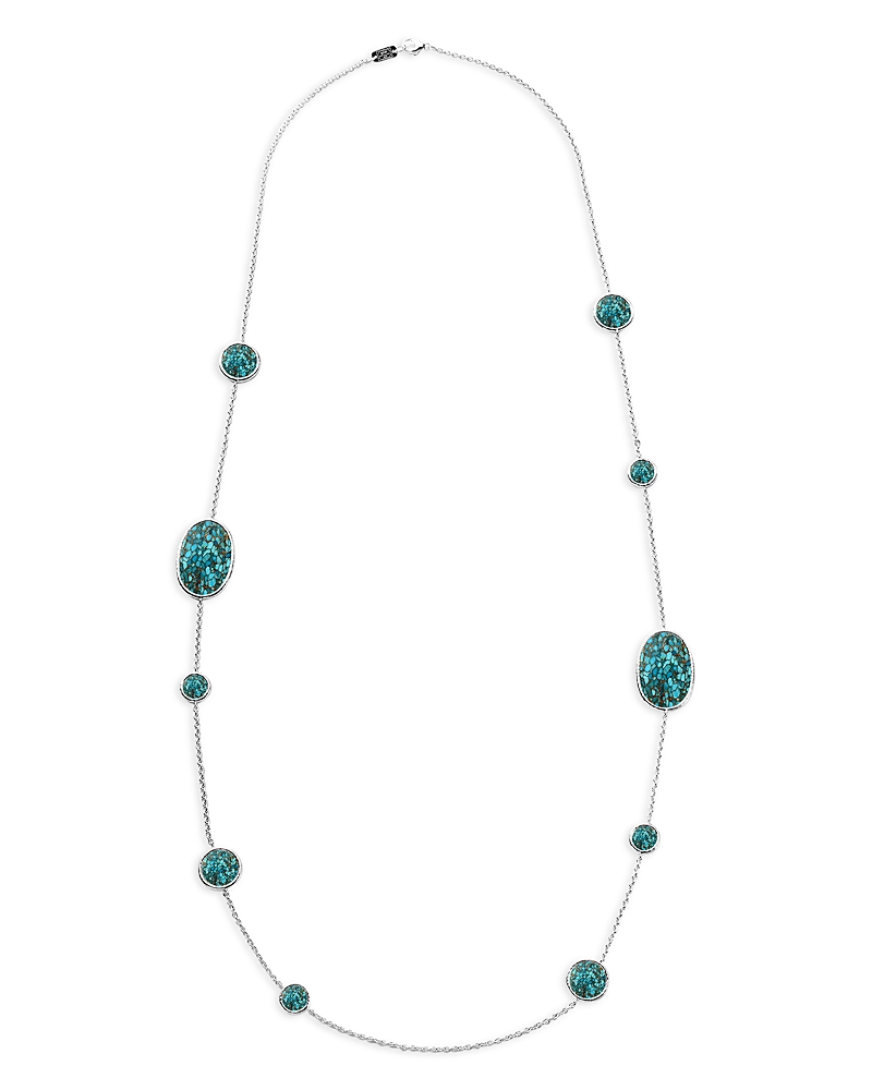 Ippolita Sterling Silver Polished Rock Candy Turquoise Oval Station Necklace, 37