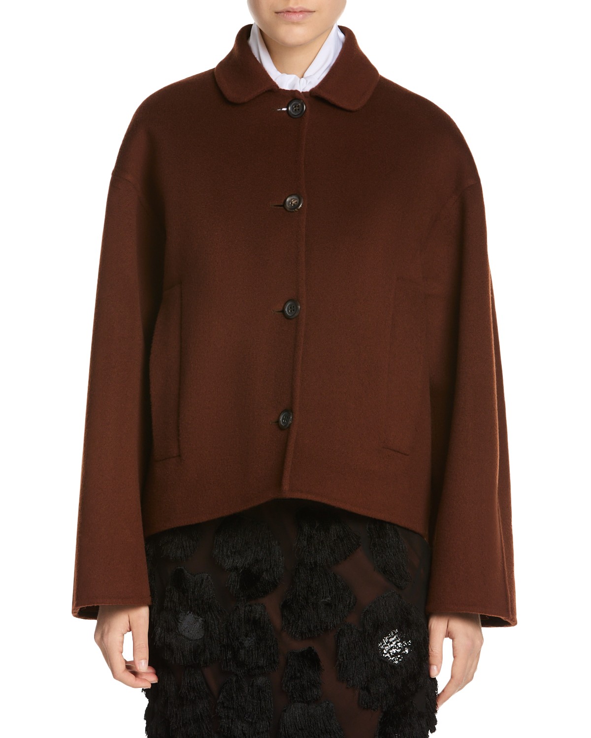 Marni Cropped Long Sleeve Jacket in Marrone